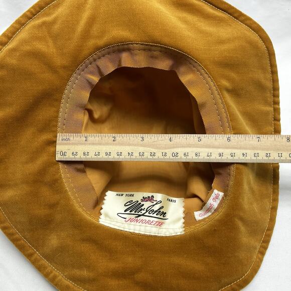 Vintage Mr. John Juniorette Susannah Pels Women’s Gold Velvet Mod Bucket Hat - Picture 8 of 8
